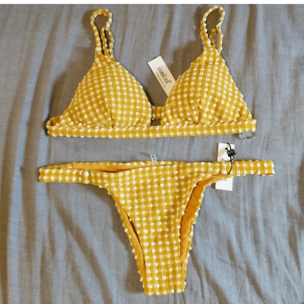 Vitamin A Moss Top Carmen Bottom Check Bikini Set Vichy Marigold Swimsuit